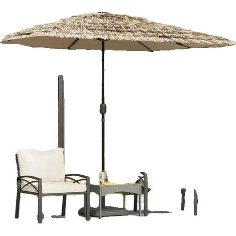 Parasol de jardin, tissu imperméable, design résistant au vent, Jaune clair (1/2)