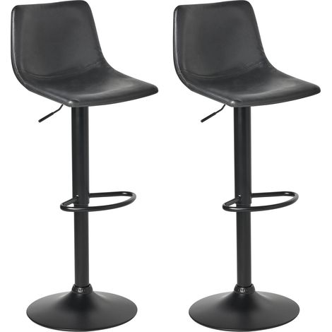 Set mit 2 Barhockern LEBRIJA Kunstleder drehbar Schwarz