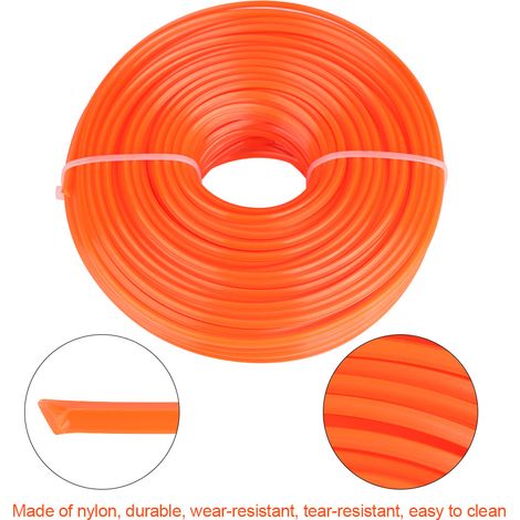 Fil nylon 3mm carré pour coupe-bordure essence, fil de coupe résistant 50m, cordon de débroussailleuse, tête filaire, remplacement lame, longue durée. (1/3)