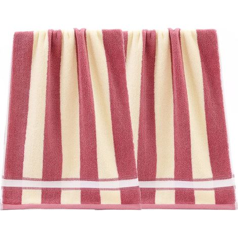 Lot de 2 serviettes de bain en coton absorbantes et douces, idéales pour la salle de bain, le sport, les voyages, le fitness et le yoga. Dimensions : 35 x 75 cm.
