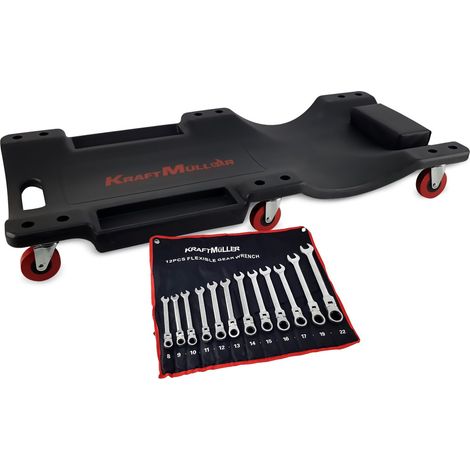 Chariot de visite Kraft Müller,  Set pour Mécanicien, vidange véhicule, Jeu de clés à cliquet Kraft Müller KM 12PCS FLEX