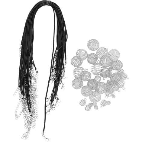 Collier DIY en cordon PU cuir de vache, perles élastiques à dreadlocks en alliage fashion, accessoires de bijouterie, blanc or. (1/5)