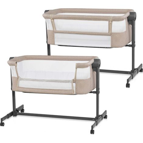 Kinderkraft Nestee Up 2 Cuna Co-Sleeping con Colchón, 5 Niveles de Altura, 4 Ruedas, Beige