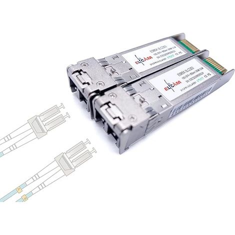 Elfcam - Lot de 2 Modules SFP+ 10 Gbps - LC/UPC Duplex Multimode OM3/OM4, 850nm DDM, Jusqu’à 300 m, Compatible Freebox Ultra