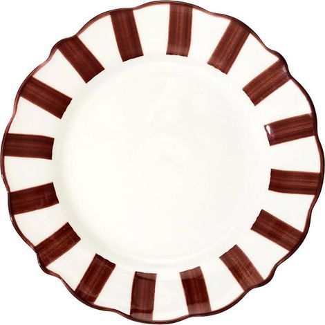 Lot de 6 Assiettes à Dessert "Cleo" 19cm Bordeaux & Blanc
