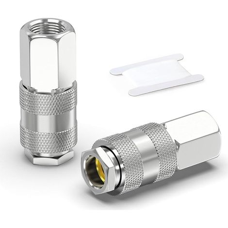 2 Pièces 1/4 Inch Air Line Connectors, 1/4" BSP Female Thread Euro Airline Compressor Hose Fittings, Quick Connect Air Coupler Air Hose Fittings,Air Coupler