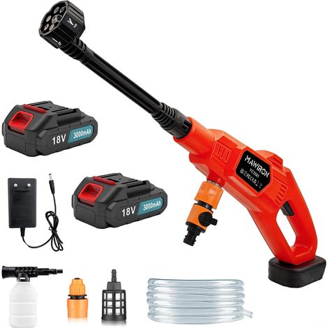 Kabelloses Reinigungswerkzeug für Milwaukee M18 Batterie, tragbarer Handheld-Autoreiniger mit 6-in-1-Düse-Ablaufschlauch für Patio Car Boden Zaun Deck Indoor 2 Batterie