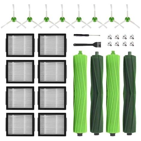 Rechange pour iRobot Roomba E5 E6 i7 i7+ i3 i3+ i4 i4+ i6 i6+ j7 j7+, Kits Accessoires Remplacement pour Roomba i/e/j Séries, 4 Brosses en Caoutchouc, 8 Filtre HEPA, 8 Brosses Latérales (1/4)