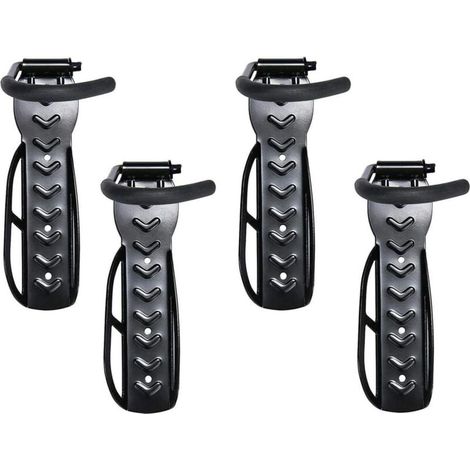 Lot de 4 Support de Vélo Crochet pour Vélo Support Mural pour Vélo Porte-Vélos Mural Vélo Peu Encombrants Noir Support Mural pour Vélo en Acier pour 4 Vélos Supports Muraux avec Accessoires (1/4)