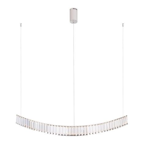 Lampada sospensione lineare cromata con cristalli LED 13W Saphir