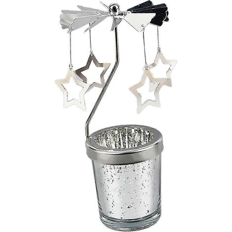 Porte-bougie rotatif, porte-bougie chauffe-plat, décoration de table ou de cheminée pour fêtes-Star