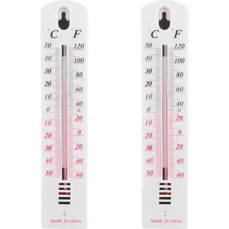 2er-Pack Wandthermometer, Außenthermometer, genaue Anzeige von Celsius und Fahrenheit, großer Raumtemperaturmonitor, einfach zu montieren für Haus, Garten, Gewächshaus, Haus, Büro