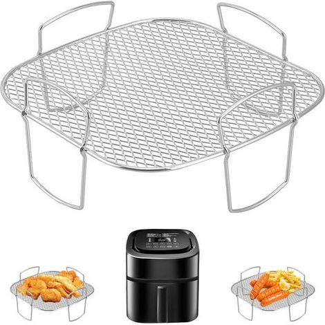 Grille carrée pour friteuse à air - Moule accessoire - Acier inoxydable - 20,5 cm - Accessoire de cuisson air fryer (1/5)