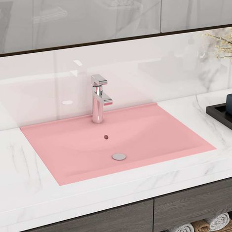 147021 vidaXL Luxury Basin with Faucet Hole Matt Pink 60x46 cm Ceramic (1/5)