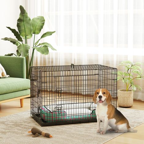 Noir 90x57,5x62 cm - Cage pliante pour chien Transporteur de chien doté de 2 portes, poignée de transport amovible