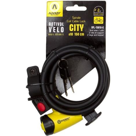 Cordon spiralé Auvray City avec verrou et poignée - longueur 150 cm, diamètre 10 mm (1/4)