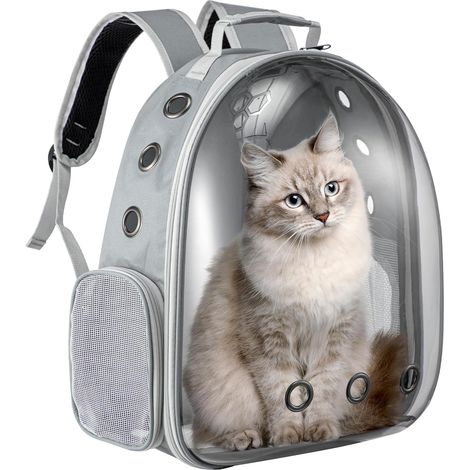 Youyijia Cat Carrier Backpack, Space Capsule Pet Carrier Front Pack Space Capsule for Small Medium Cats & Dogs, Breathable Pet Travel Backpack for Hiking, Walking, Camping (Gray) (1/5)