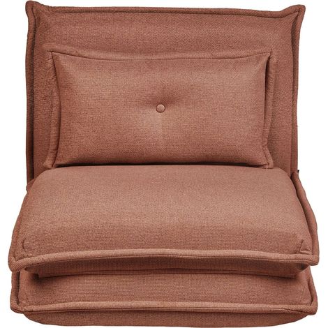 Divano moderno minimalista a 1 posto pieghevole in tessuto, poltrona da pavimento, pouf, letto singolo per ospiti con cuscino marrone Dellen