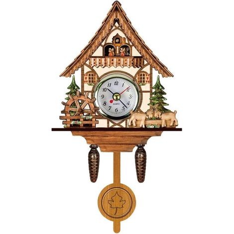 Vintage-Wanduhr，Retro-Holzkuckucksuhr mit Vogelhaus，Hängekuckucksuhr mit automatischem Pendel，skandinavische Wohndekoration (CM005) (1/5)