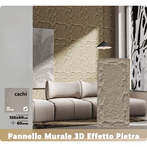 TRADE SHOP - Pannello Murale 3d Effetto Pietra Cachi 120x60 Cm Rivestimento Parete -