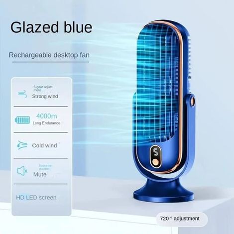 1 ventilateur de tour, USB, bleu, design compact, pour bureau et salle de bain