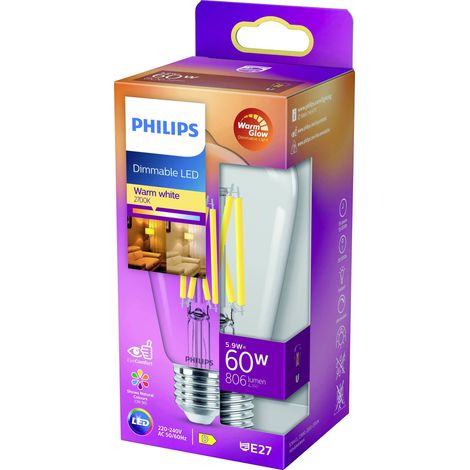 Philips LED 871951432391900 LED CEE D (A - G) E27 forme spéciale 6 W = 60 W blanc chaud (Ø x L) 64 mm x 140 mm 1 pc(s) W183442 (1/4)