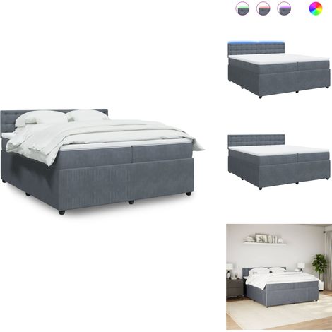 Sommier à lattes de lit et matelas Gris foncé 200x200cm Velours - Sommier À Lattes De Lit - Sommiers À Lattes De Lit - Lit - Meuble De Chambre À Coucher (1/5)