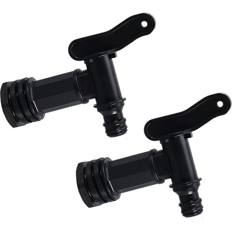 Robinet en plastique deux pièces – raccord fileté en plastique – bec à connexion rapide Ø 14,5 mm – noir (1/5)