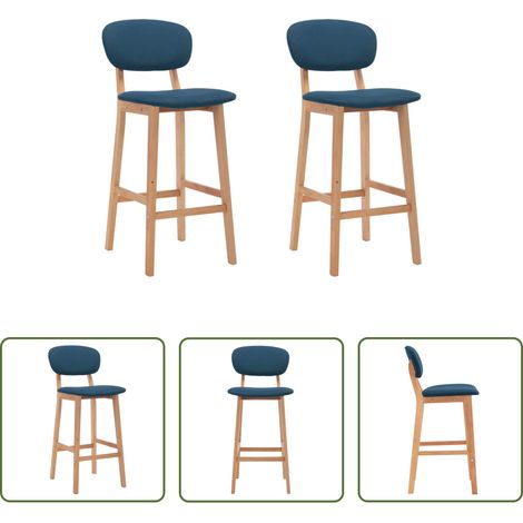 Chaise de cuisine - Tabourets de bar lot de 2 bleu tissu (1/5)