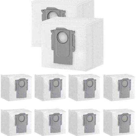 Lot de 10 sacs à poussière pour Xiaomi Roborock S7 Max Ultra / S7 Pro Ultra / Q7+ / Q7 Max+ / Q5+ Station d'aspiration robot aspirateur 3 l grande capacité Sac de rechange jetable,Filtre Brosse,de DEB