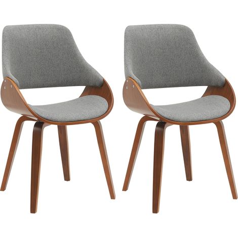 Set di 2 Sedie da Pranzo Vangale Noce/grigio scuro Tessuto