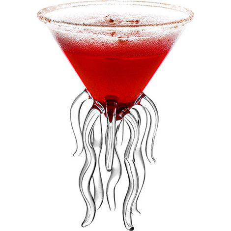 Verre à cocktail créatif pieuvre design méduse translucide en verre robuste idéal pour martinis vins et soirées élégantes (1/4)