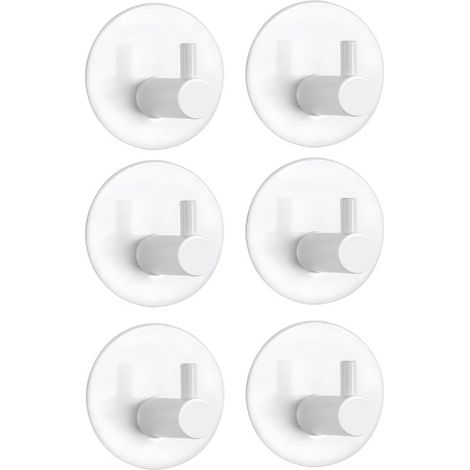 Set mit 6 selbstklebenden Wandhaken für Badetücher aus Edelstahl (weiß)