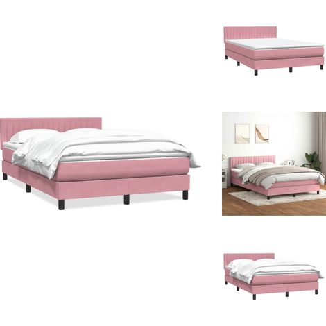 Boxspringbett mit Matratze Rosa 140x220 cm Samt - Boxspringbett - Boxspringbetten - Bett - Betten (1/5)