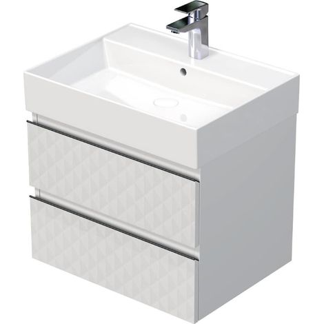 Cube Way 60x47,5x46 cm mobile da bagno sospeso con 2 cassetti e lavabo in ceramica, bianco opaco (CUBE3D46602ZBSAT)