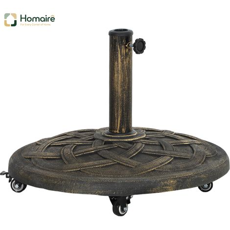 HOMAIRE Ständer en béton pour parasol roulant rond compatible 34/38/48mm pour balcon terrasse jardin bronze