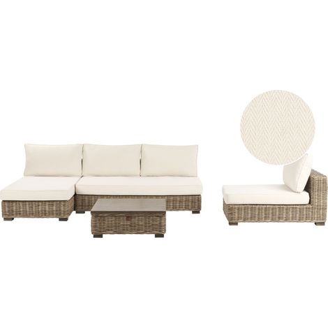 Garden Lounge Set with Table 4 Seater VARALLO Right Hand Modular Rattan Grey (1/5)