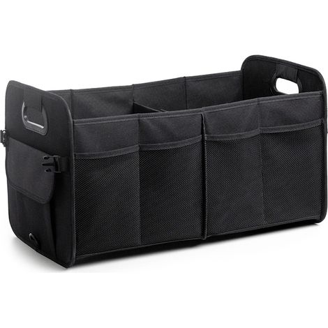 Organizer pieghevole per bagagliaio auto da 40 litri, multiscomparto, adatto a tutti i veicoli (nero)