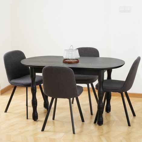 Chaises de salle à manger en tissu bouclette (lot de 2) — Design rembourré et doux confortables en toute saison structure robuste en métal. (1/5)