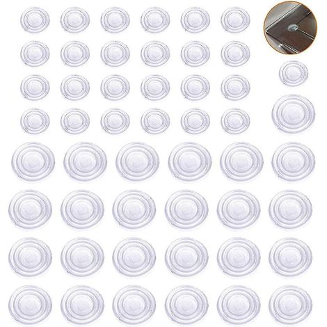 100 Stück transparente, rutschfeste Gummischutzmatten für Glastischplatten, Puffer für transparente Glastischplatten, Abstandshalter für Glastischplatten (2 Größen) --