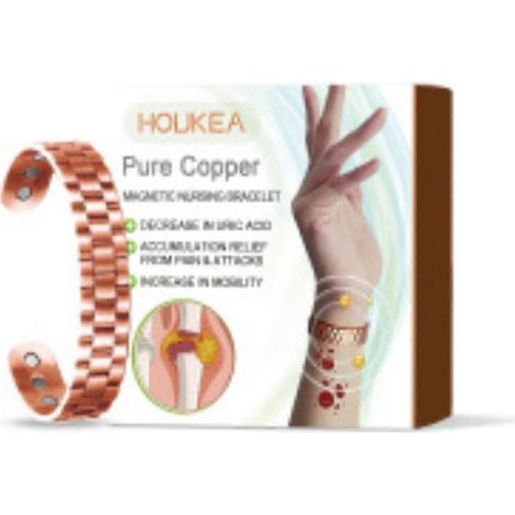 Bracelet en cuivre pour homme, aimanté pour l'arthrite, bracelet manchette magnétique ajustable, bracelet de thérapie magnétique pour la santé et l'énergie. (1/4)