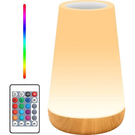 Luz nocturna LED táctil, 13 colores RGB, regulable mediante mando a distancia, luz de mesilla, luz ambiental portátil recargable, 65152 mm (1/4)