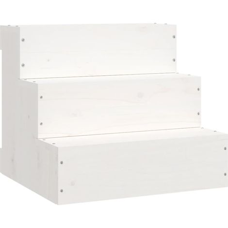 Escalier pour animaux de compagnie Blanc 40x37,5x35 cm Bois pin (1/5)