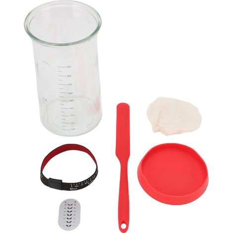 Kit Levain Sourdough 1200ml Grande Capacité Bocal – Fournitures Cuisson Pain, Rouge (1/5)