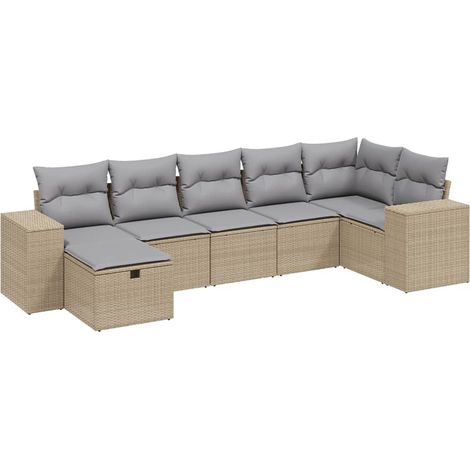 Maison Exclusive - Set Divano da Giardino 7 pz con Cuscini Beige Misto Polyrattan (1/4)