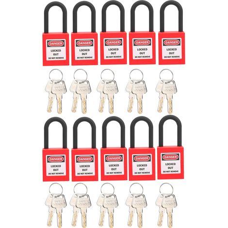 SJLERST 10 Ensembles 38mm Lockout Lock Antipoussière Nylon Ingénierie Industrielle Isolation Sécurité Outil pour Usines Rouge (1/5)