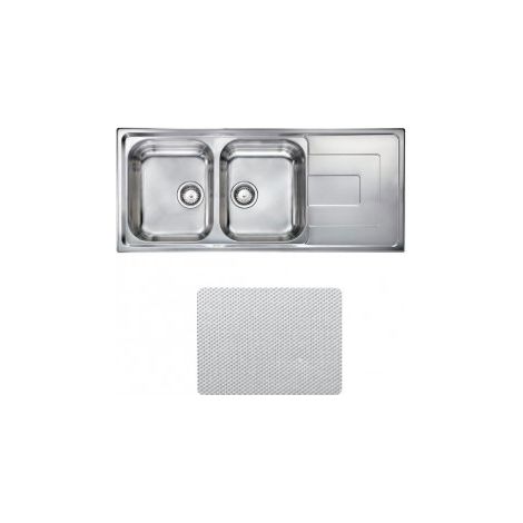 CM 010177.X2.01.2028 Classicstyle Lavello da incasso 2 vasche con gocciolatoio reversibile Acciaio Inox Microdecoro (116x50x19 cm) colore Inox Antigraffio (1/5)