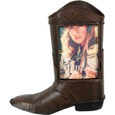 Portafoto a forma di stivale a cowboy realizzato in metallo