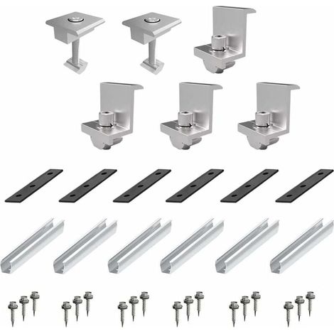 Fixation Panneau Solaire,Support Panneau Solaire,Kit de montage de panneaux solaires, accessoires de panneaux solaires pour centrale de toit-terrasse, montage de panneaux métalliques sur le toit