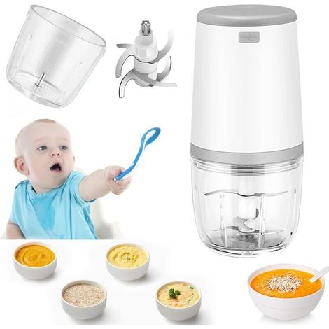 Mini-Babymixer, Mini-Küchenmaschine, 300-ml-Babymixer, Mini-Elektro-Zerkleinerer, Mini-Küchenmaschine mit USB-Ladefunktion, Elektromixer für Kinder, Babynahrungszubereiter